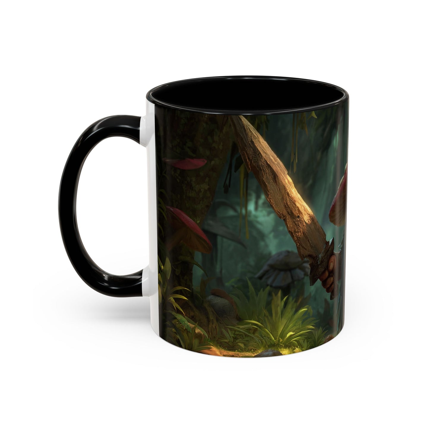 Mushroom Knight Accent Coffee Mug – Verdant Forest Guardian Sentinel