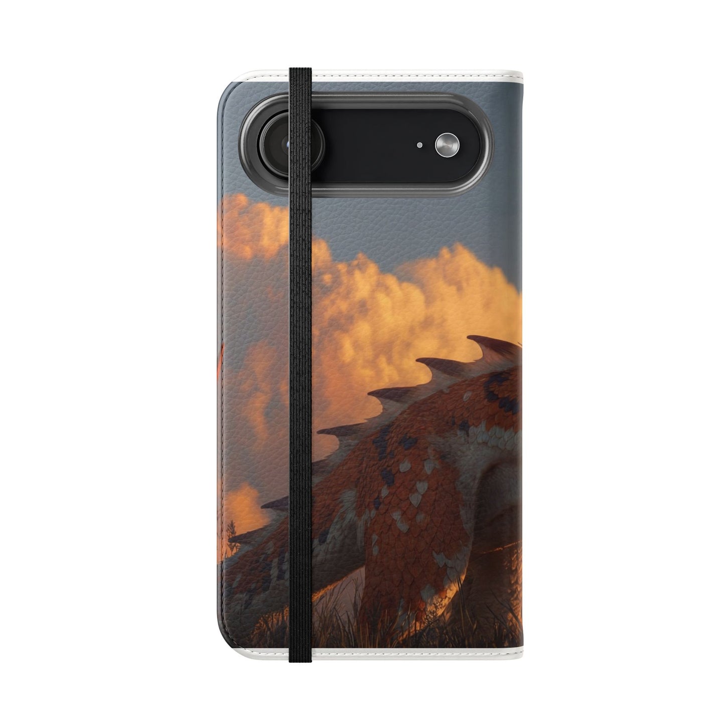 Gilded Dragon Flip Cases – Amber Sunset Guardian