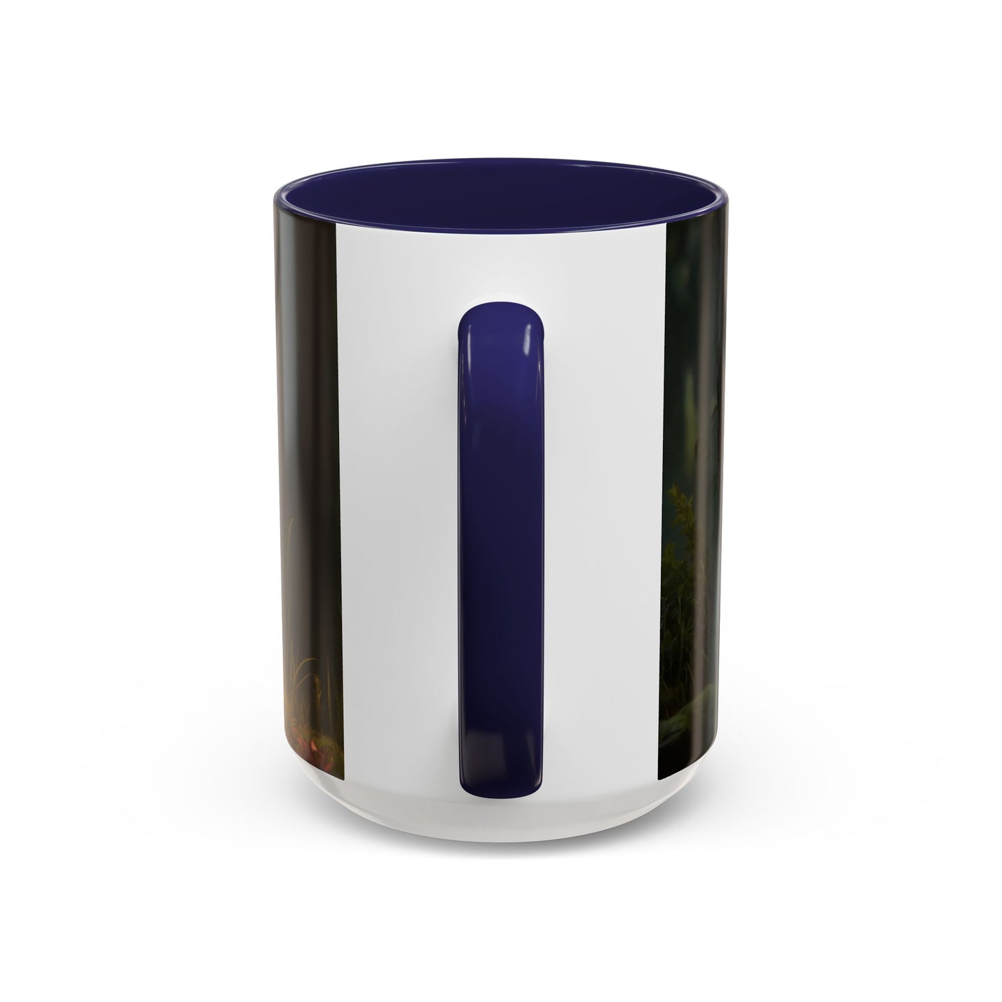 Forest Sentinel Accent Coffee Mug (11, 15oz) – Luminescent Guardian in Dappled Light