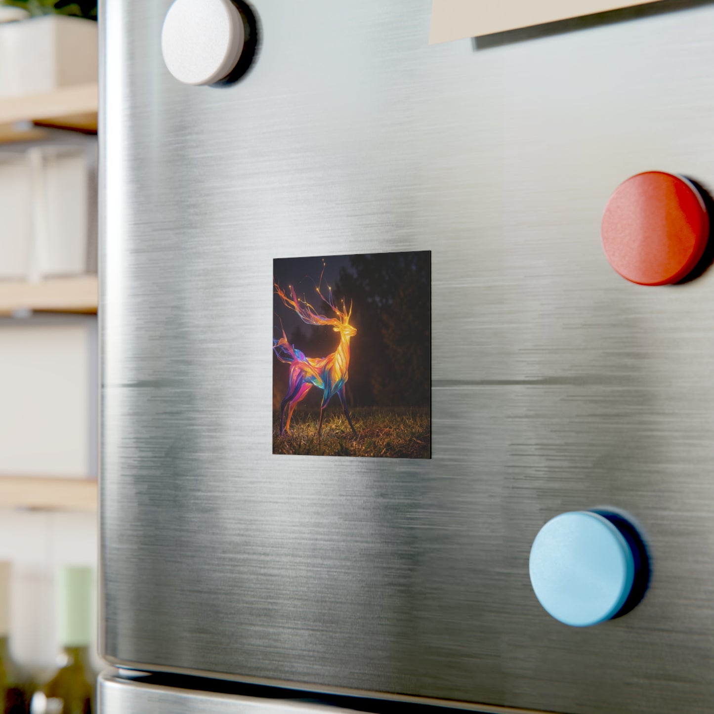 Chromatic Stag Square Magnet – Twilight Forest Luminescence