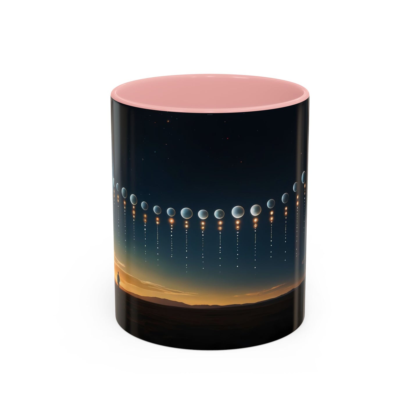 Celestial Pathway Accent Coffee Mug (11, 15oz) – Lone Walker Among Falling Moons