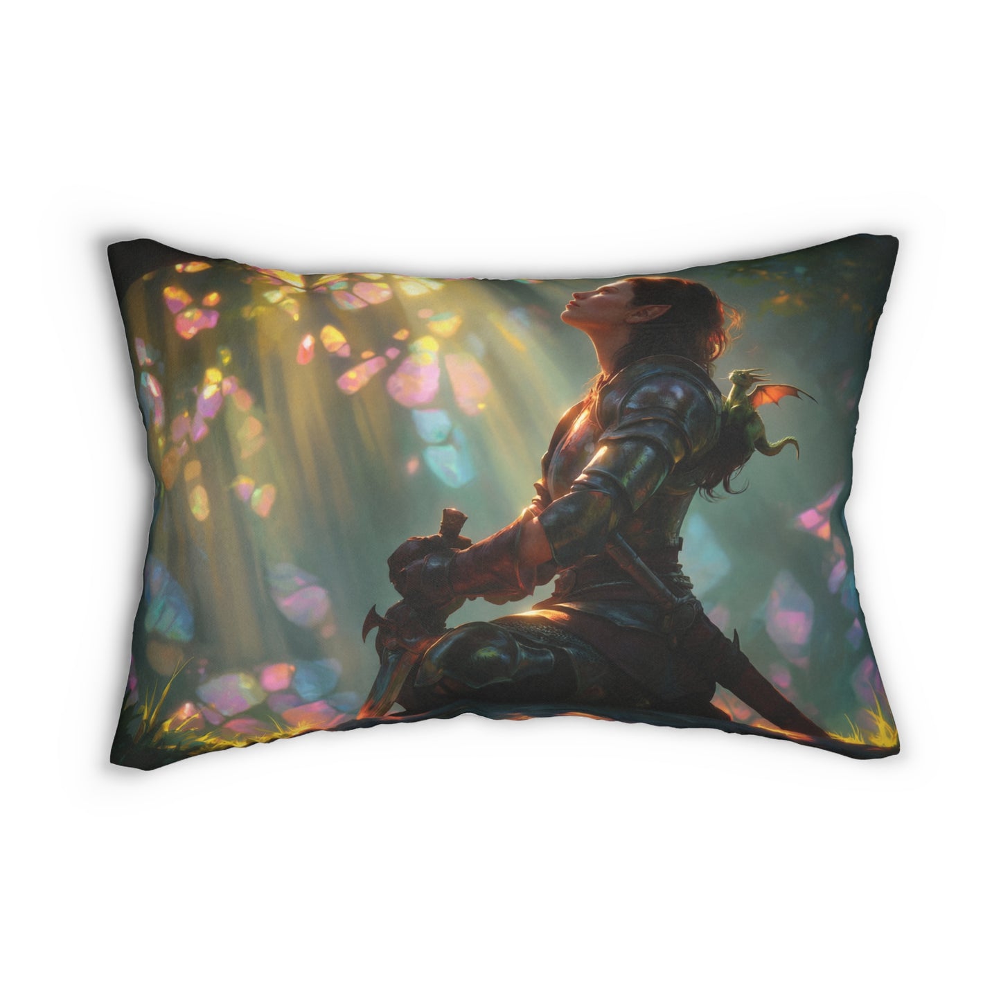 Sunlit Sentinel Spun Polyester Lumbar Pillow – Crystal Grove Reverie