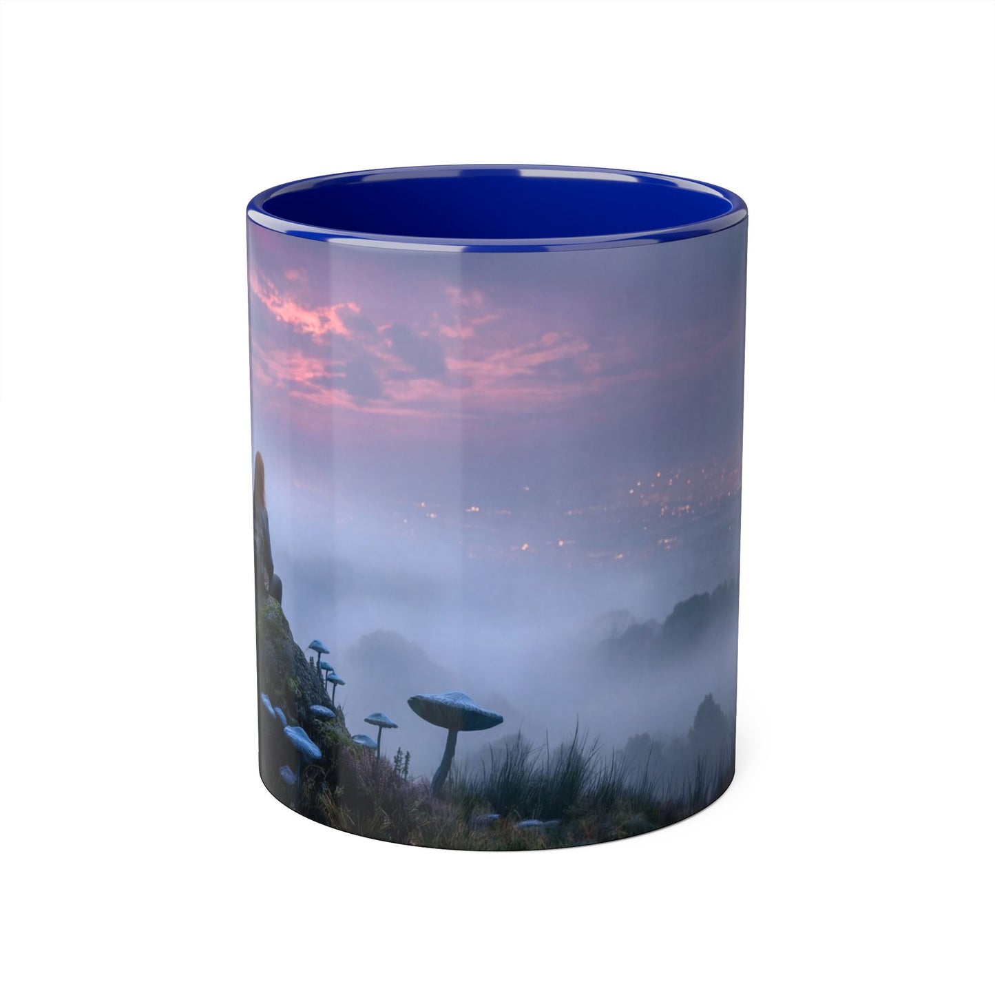 Misty Ridge Accent Mugs, 11oz – Crimson Moon & Giant Mushrooms