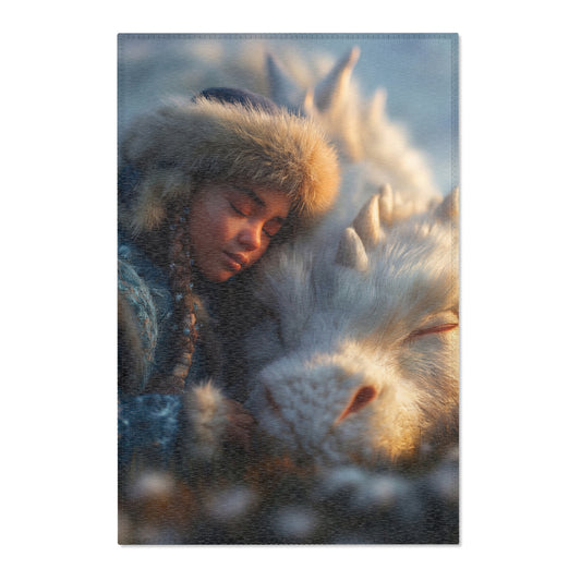 Snowbound Sentinel Area Rug – Whispering Frost and Warmth