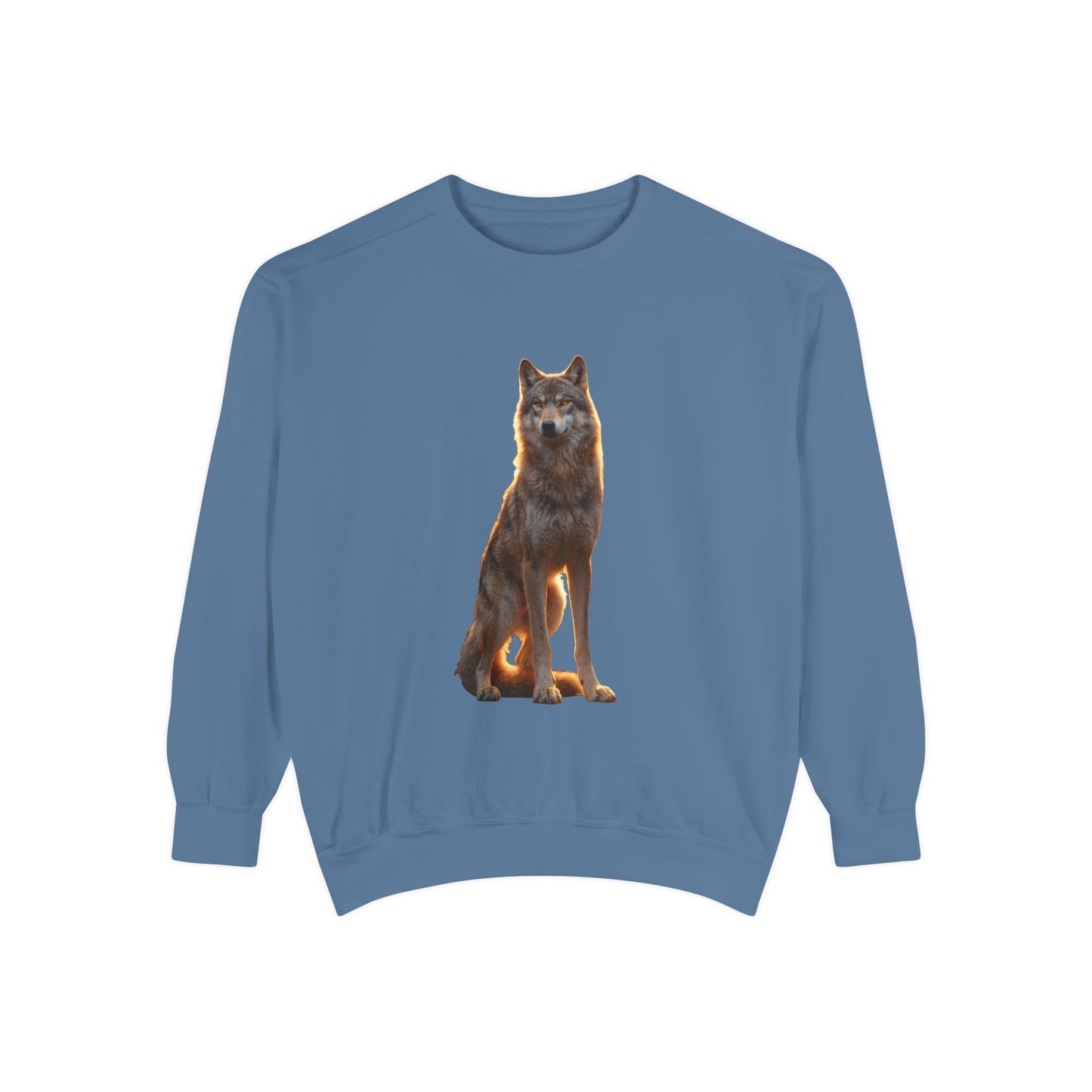 Golden Hour Wolf Sentinel Sweatshirt – Warm-Toned Pack Guardian Portrait