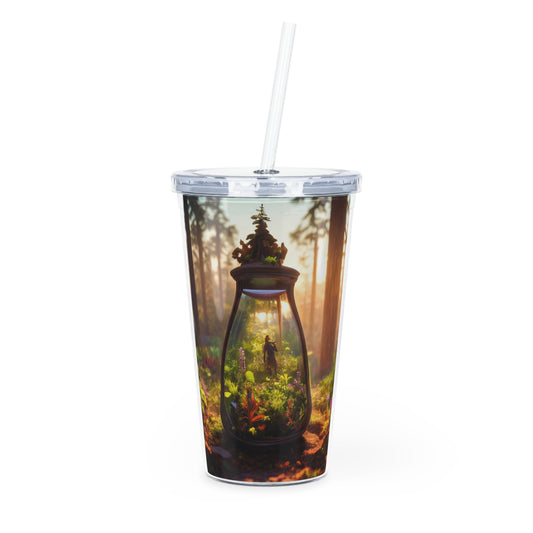 Pocket Forest Tumbler with Straw – Sunlit Microcosm in Glass