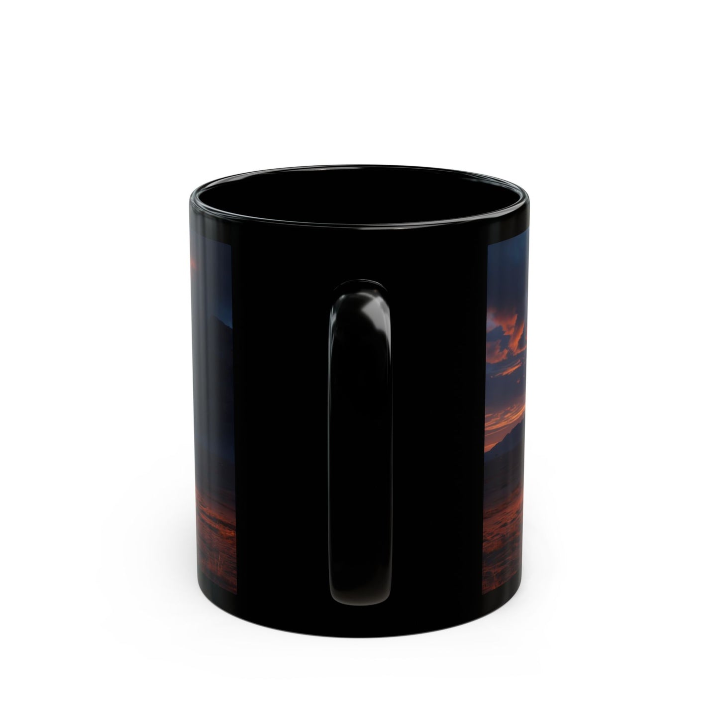 Fiery Portal Black Mug – Sunset Gateway to Another Realm