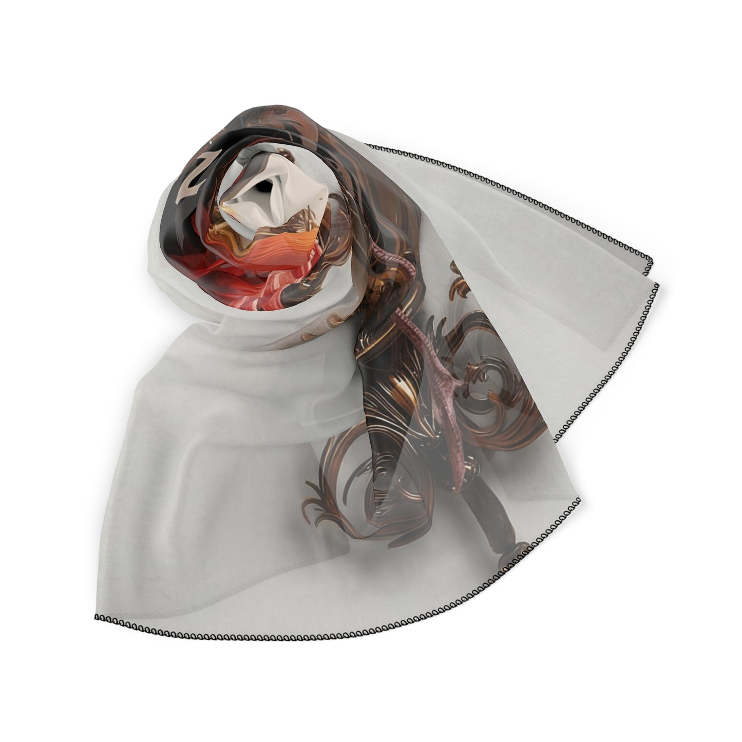 Flamingo at The Ritz Poly Scarf – Velvet Elegance in Art Deco Bronze