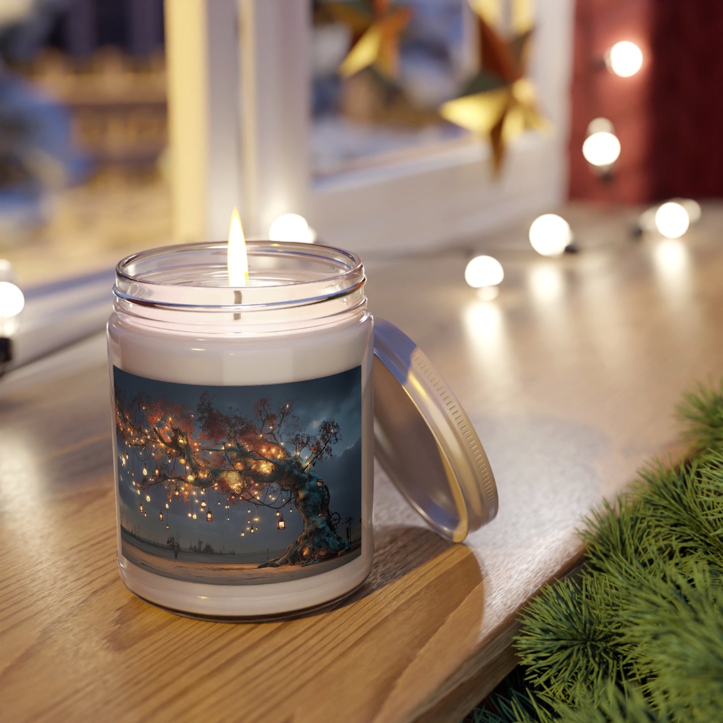Luminous Wishing Tree Scented Soy Candles with White Lid, 9oz – Desert Oasis of Warm Light