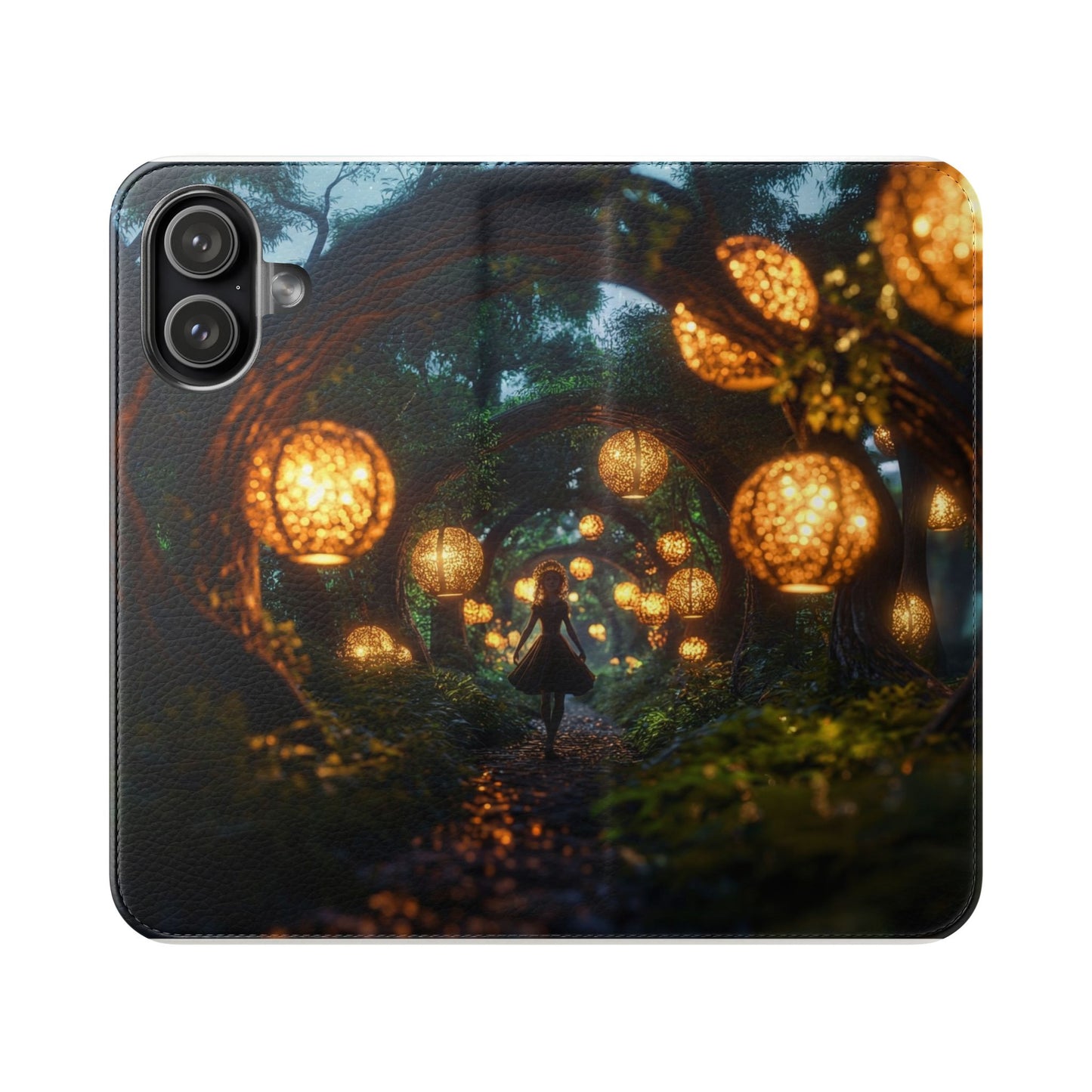 Lantern Archway Flip Cases – Girl Walking Through Forest Tunnel Art Case