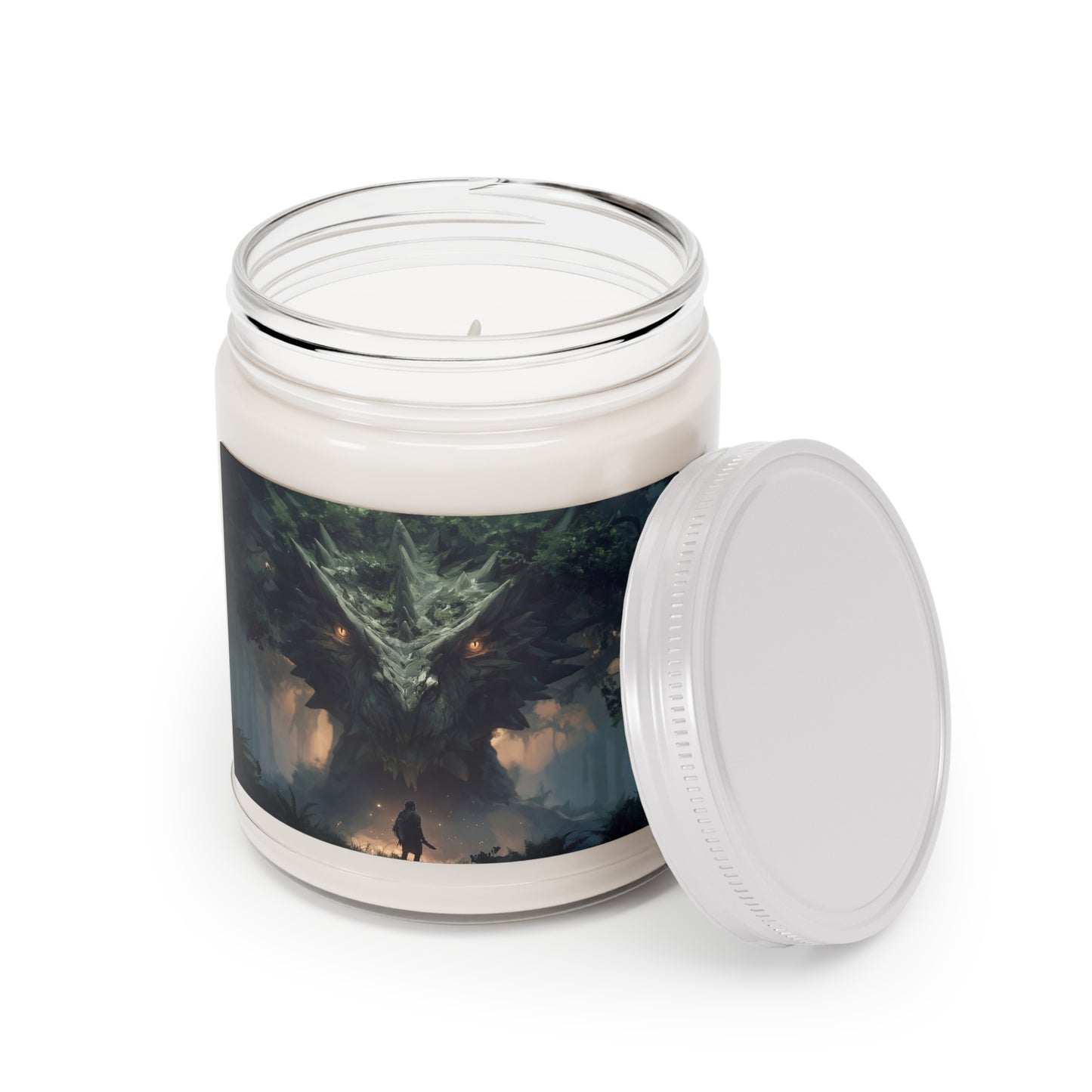 Ancient Grove Dragon Scented Soy Candles with White Lid, 9oz – Guardian of the Whispering Woods