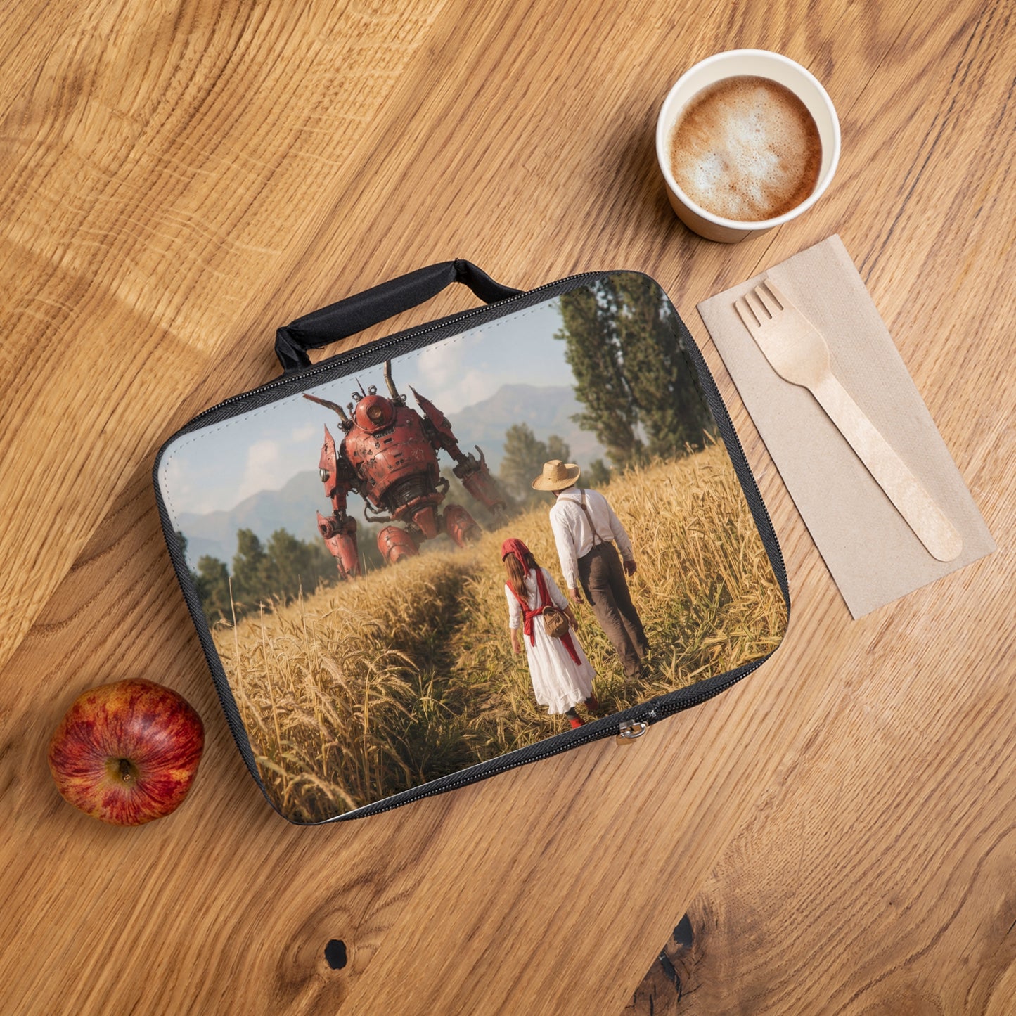 Rusty Guardian Lunch Bag – Wheat Field Encounter with a Giant Robot