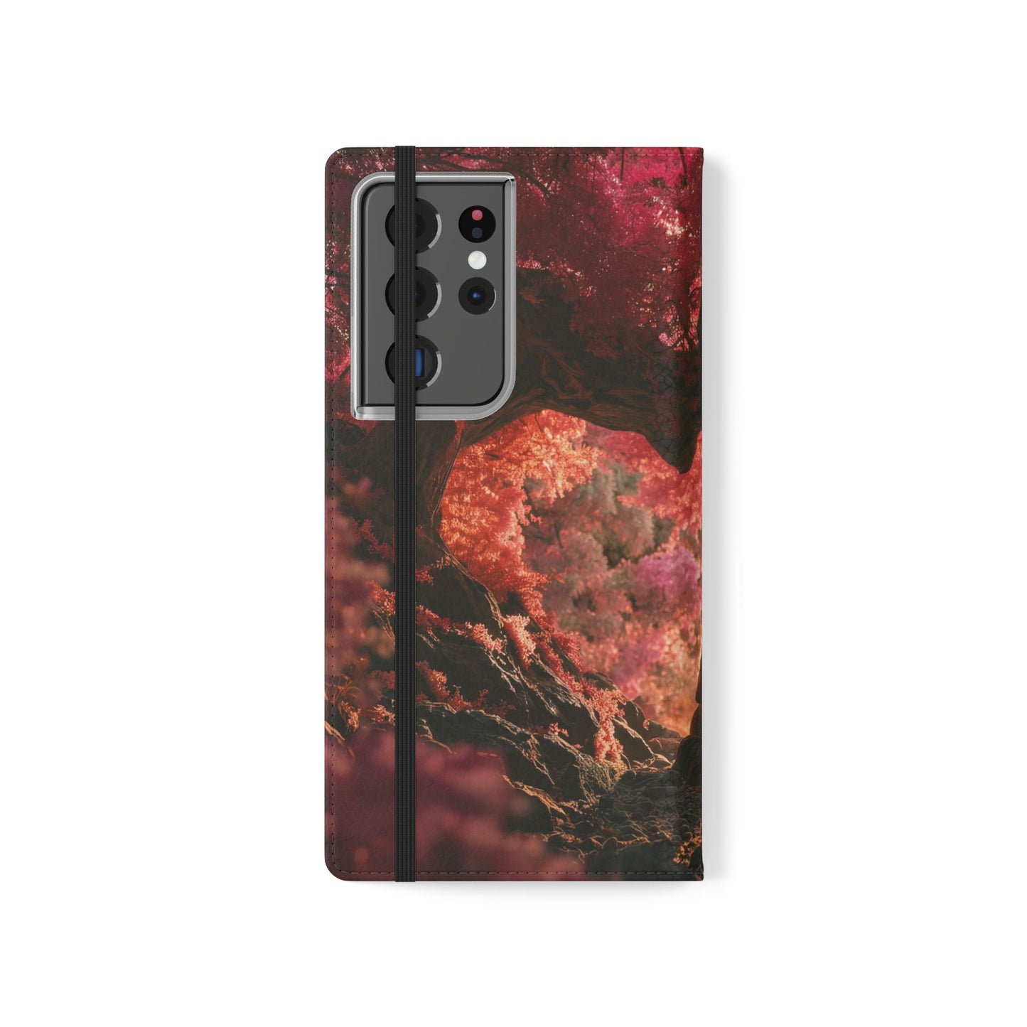 Crimson Arch Flip Cases – Heart-Shaped Canopy Romance