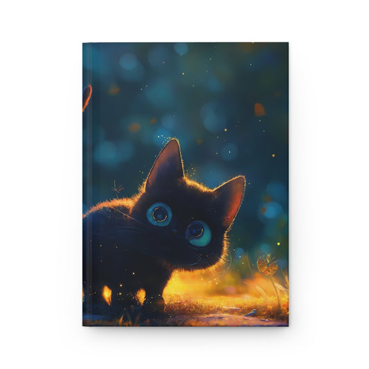 Midnight Cat by Window - Hardcover Journal