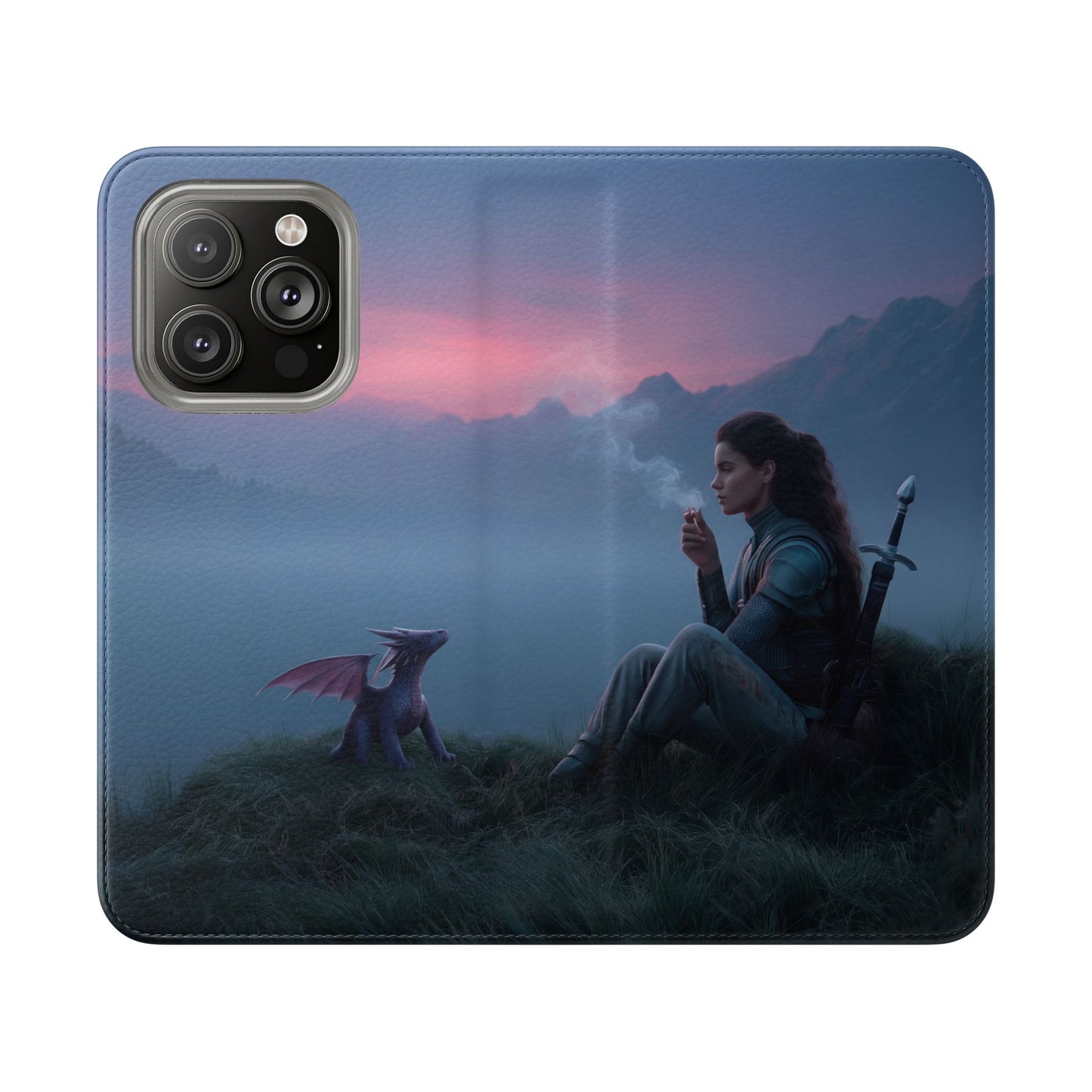 Silent Guardian Flip Cases – Misty Dawn Warrior and Dragon Companion