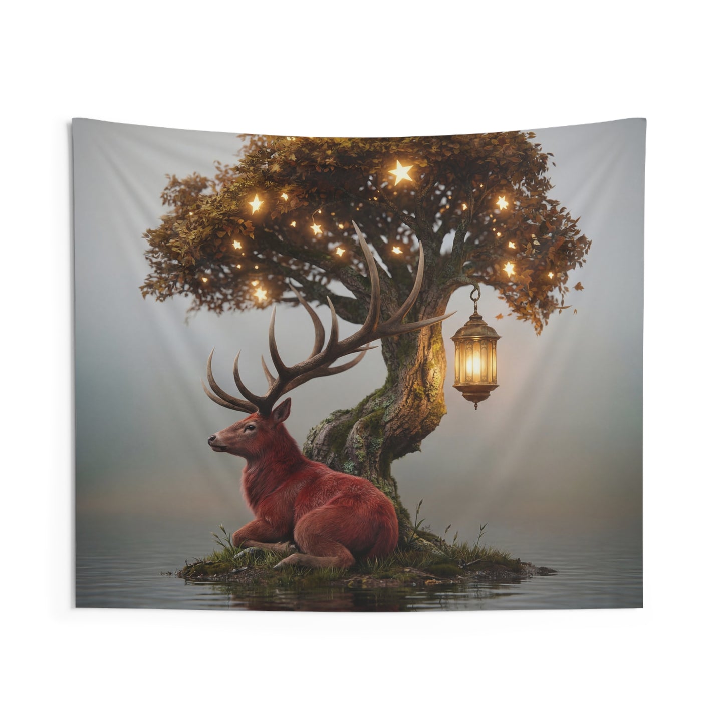 Starlit Stag Tree Tapestry – Whispering Woods at Dusk