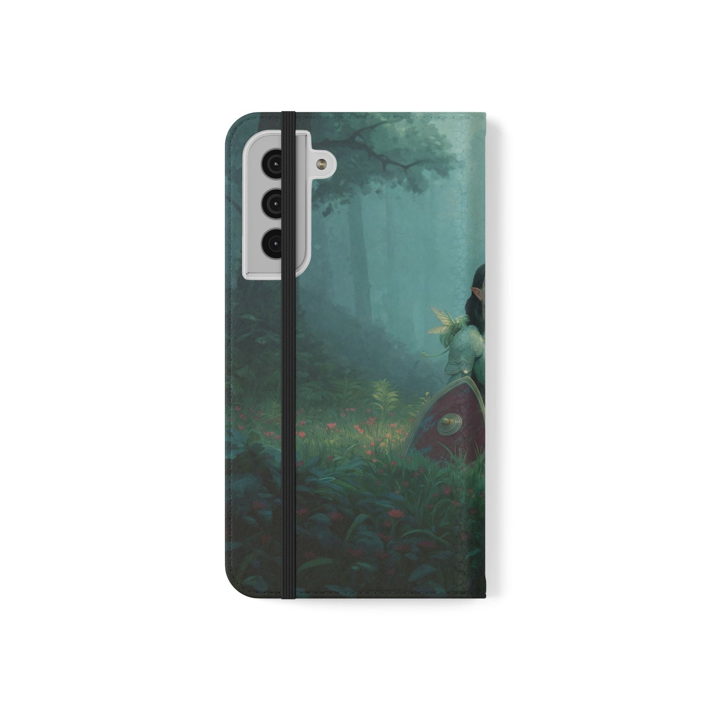 Woodland Sentinel Flip Cases – Green Knight in Misty Grove