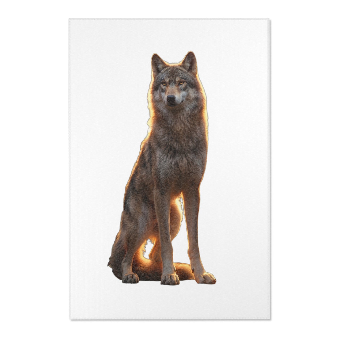 Golden Hour Wolf Area Rugs – Sentinel’s Warm Light Floor Mat