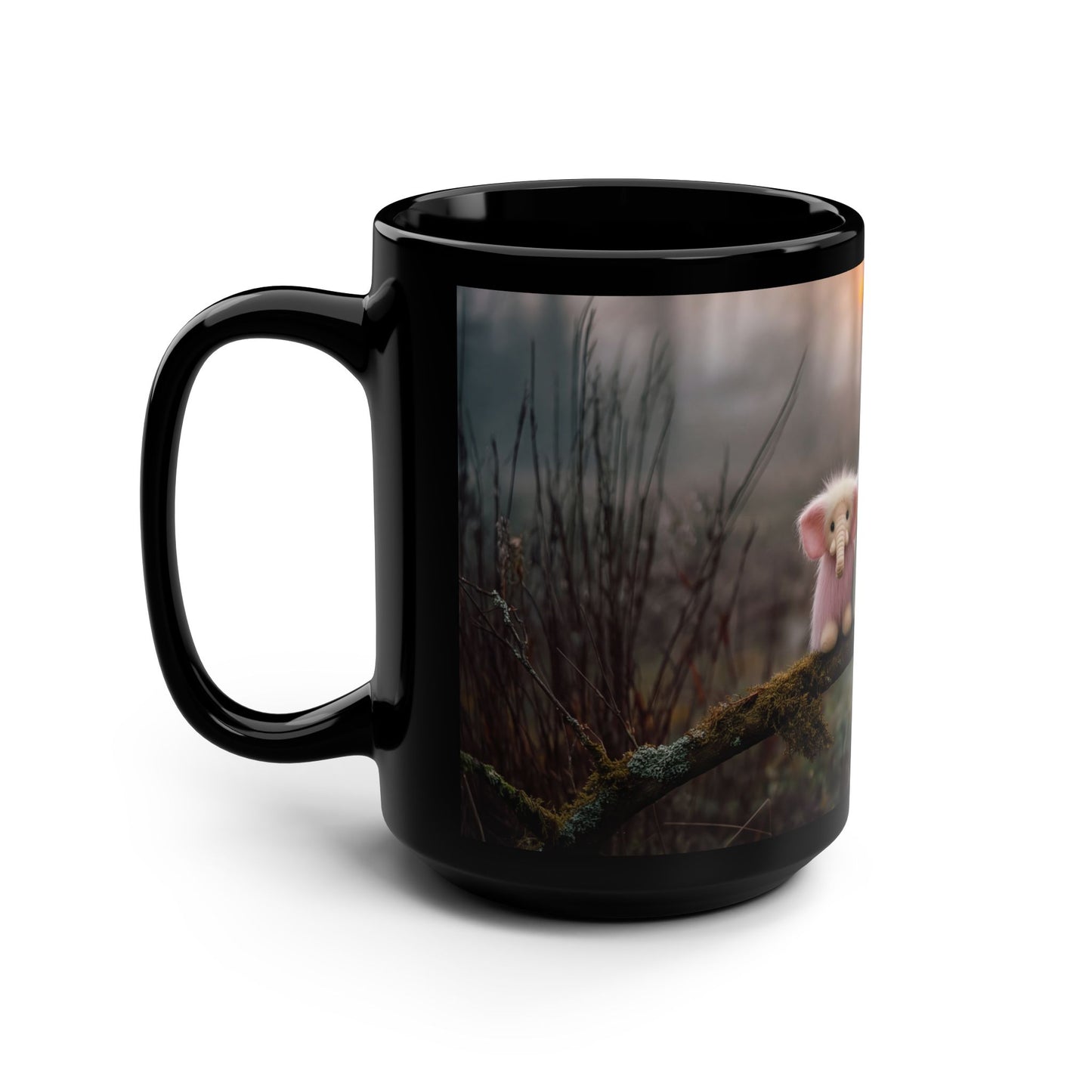 Mossy Branch Elephants Mug – Fuzzy Forest Friends Ceramic Cup