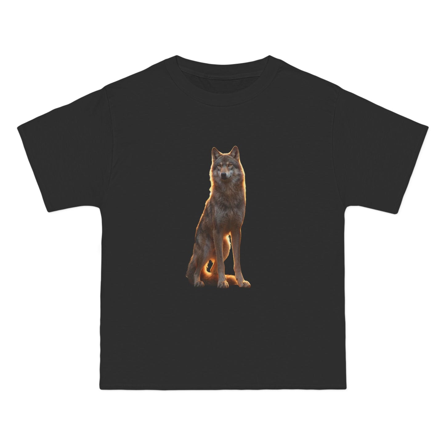 Twilight Wolf Short-Sleeve T-Shirt – Golden Hour Sentinal on Black Ground