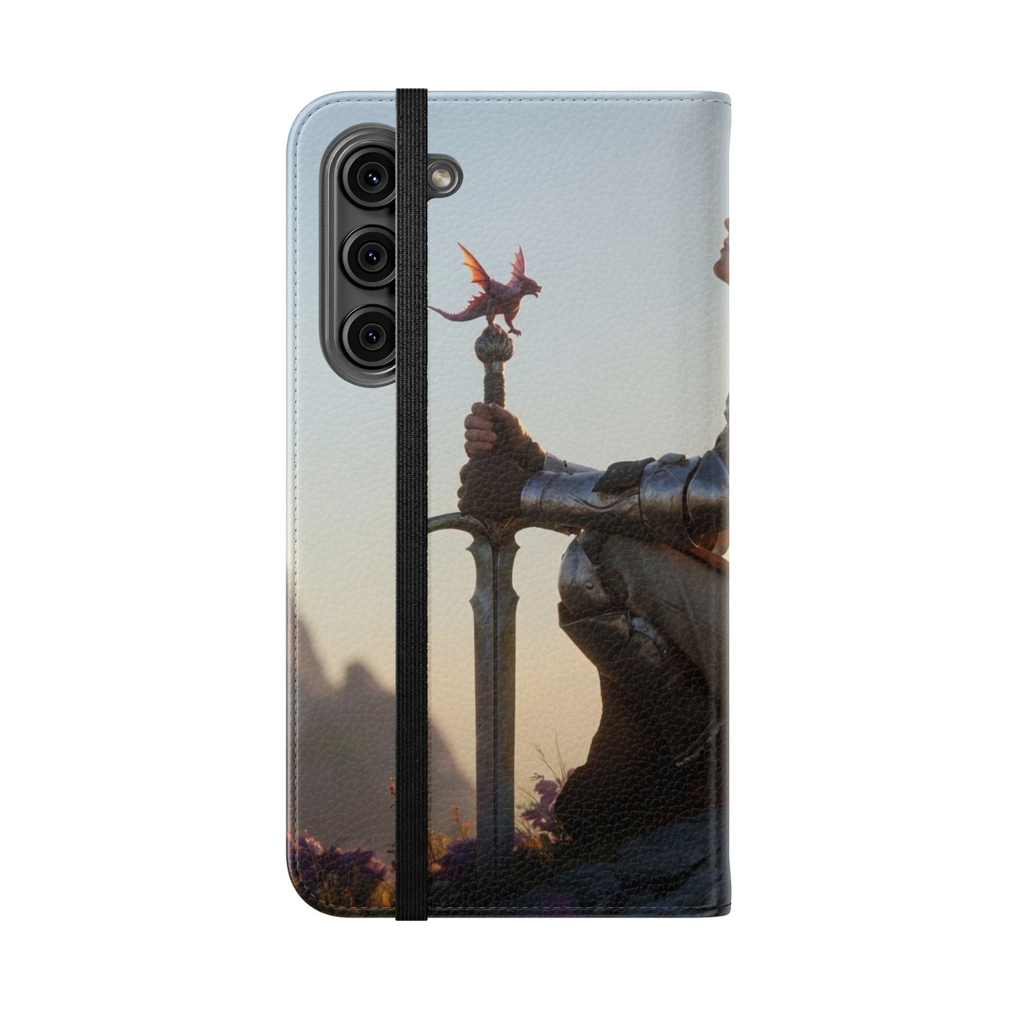 Dragon Knight Flip Cases – Sunlit Sentinel with Mini Drake and Sword