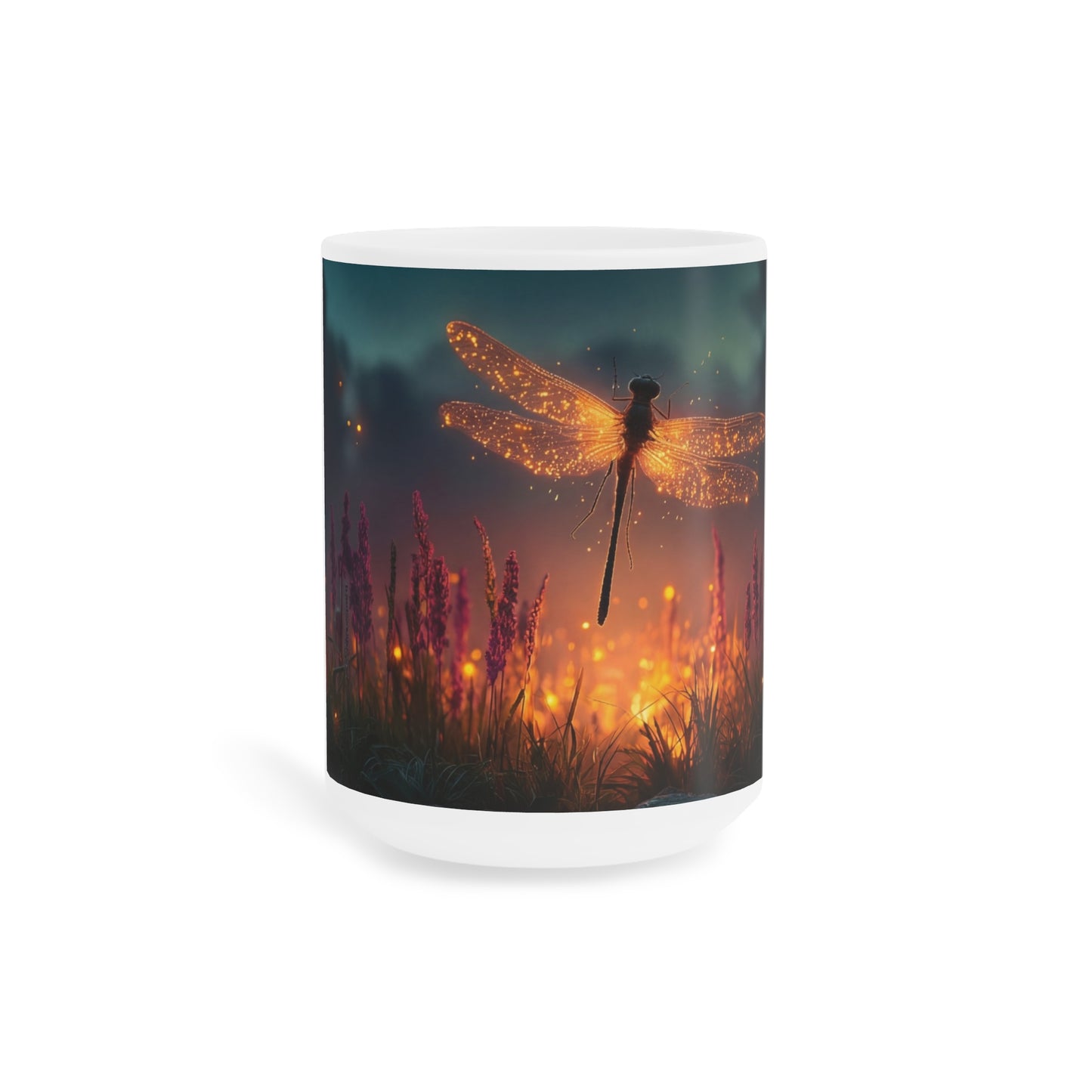 Luminescent Dragonfly Ceramic Mugs (11oz\15oz\20oz) – Twilight’s Sparkling Sentinel