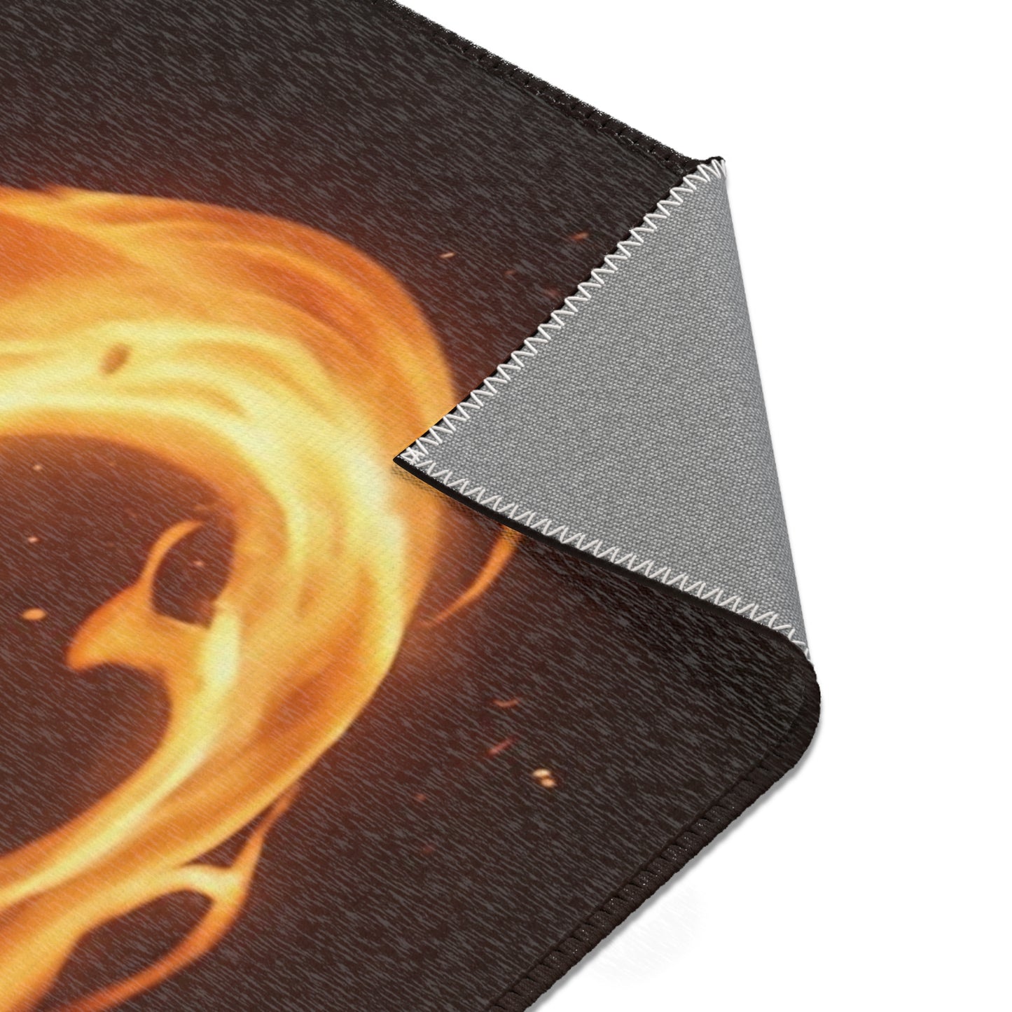 Flamebound Sentinel Area Rug – Ember-Wreathed Warrior Dreamscape