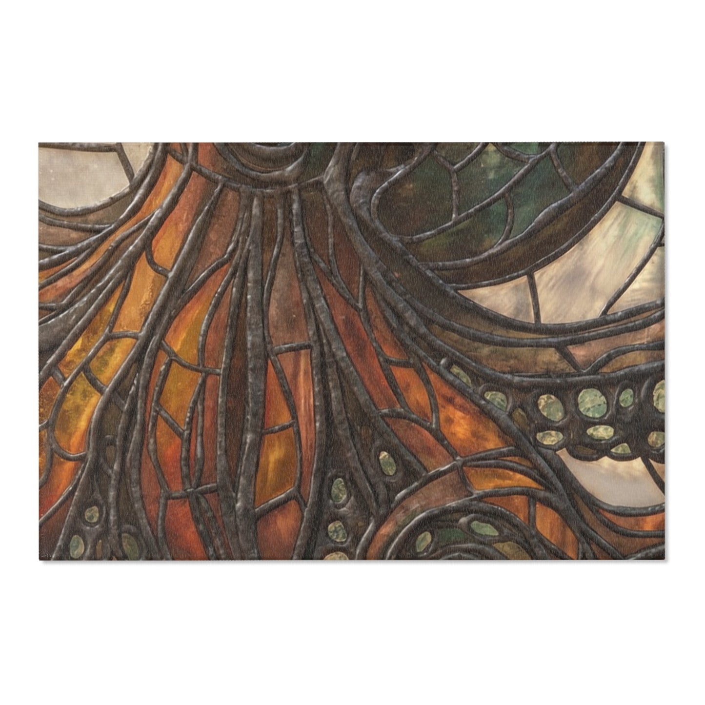 Stained Glass Octopus Area Rug – Amber Tide Dreamscape
