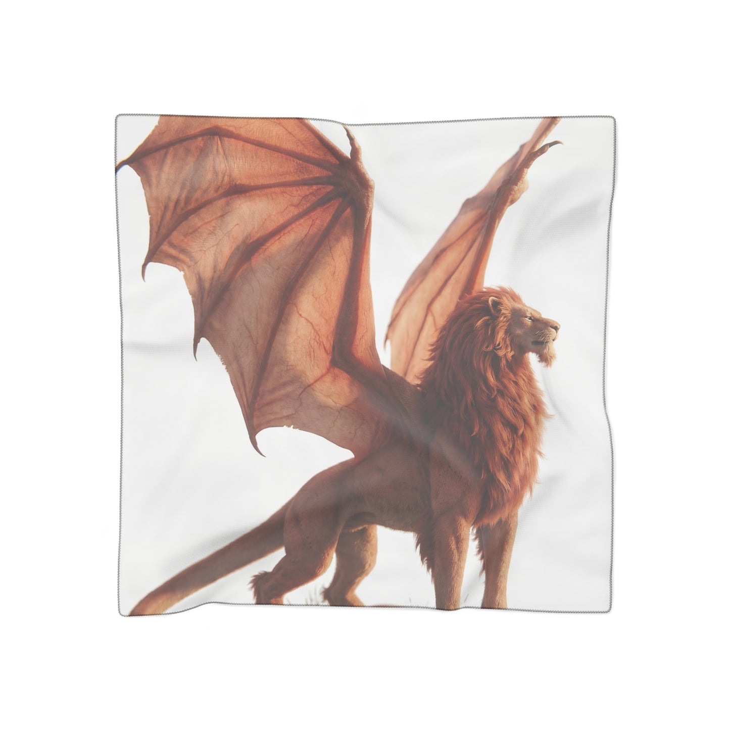 Winged Lion Sentinel Poly Scarf – Sunset Guardian of the High Peaks