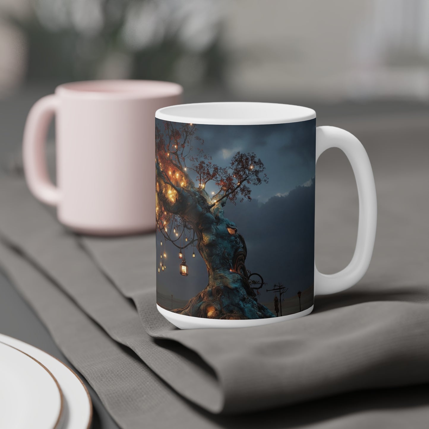 Luminous Wisteria Tree Ceramic Mugs (11oz\15oz\20oz) – Desert Night’s Warm Embrace