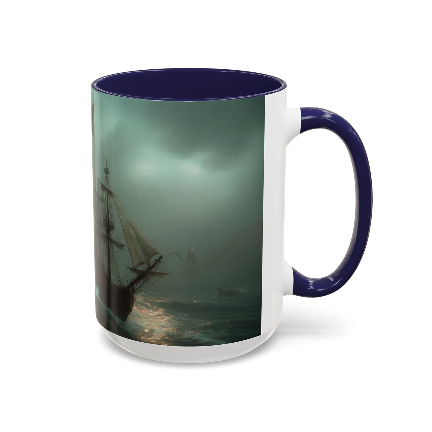 Leviathan Sentinel Accent Coffee Mug (11, 15oz) – Crimson Wyvern Guardian Seascape