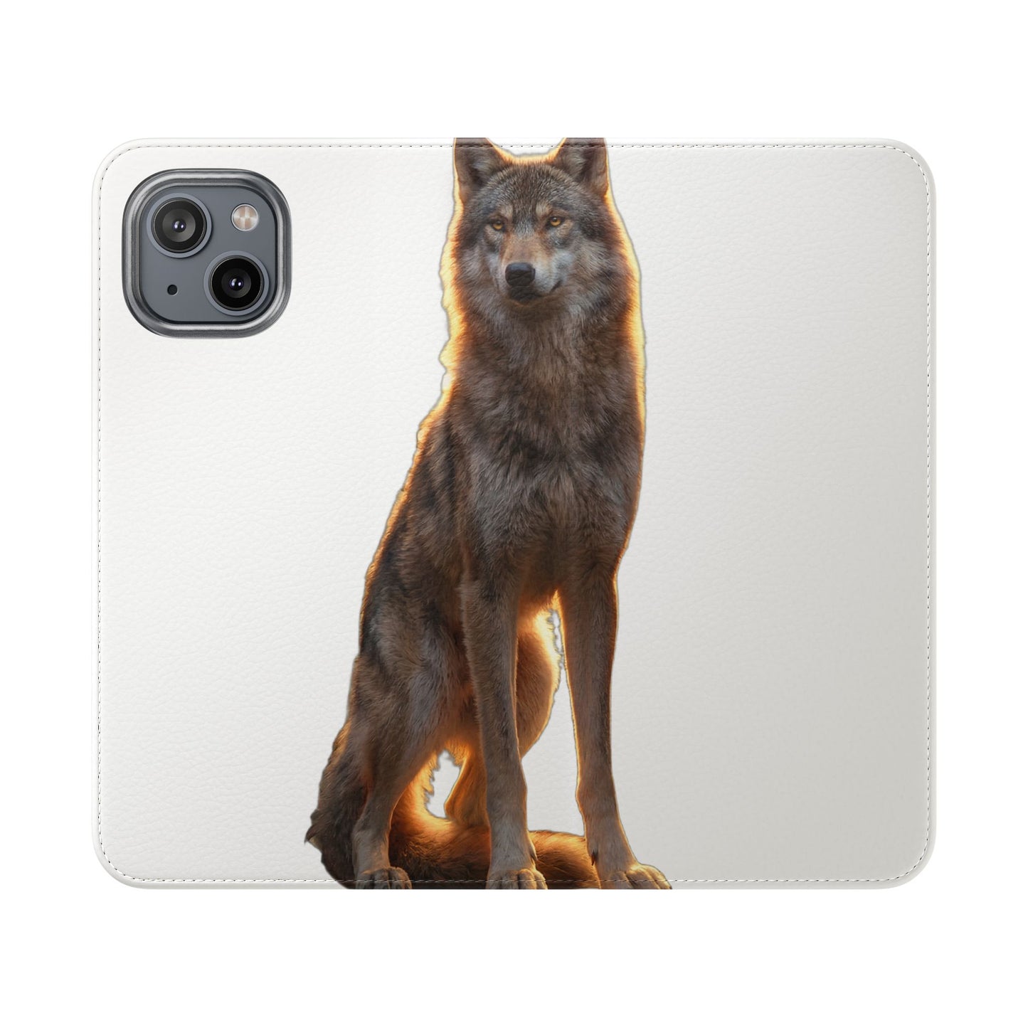 Sunlit Wolf Flip Cases – Golden Hour Sentinel Portrait