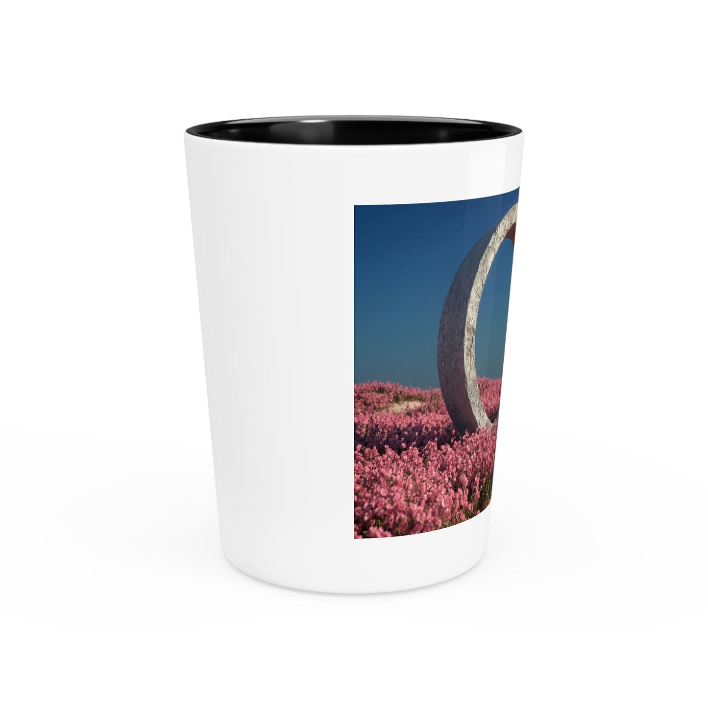Concrete Ring Shot Glass – Pink Blossom Field Scene