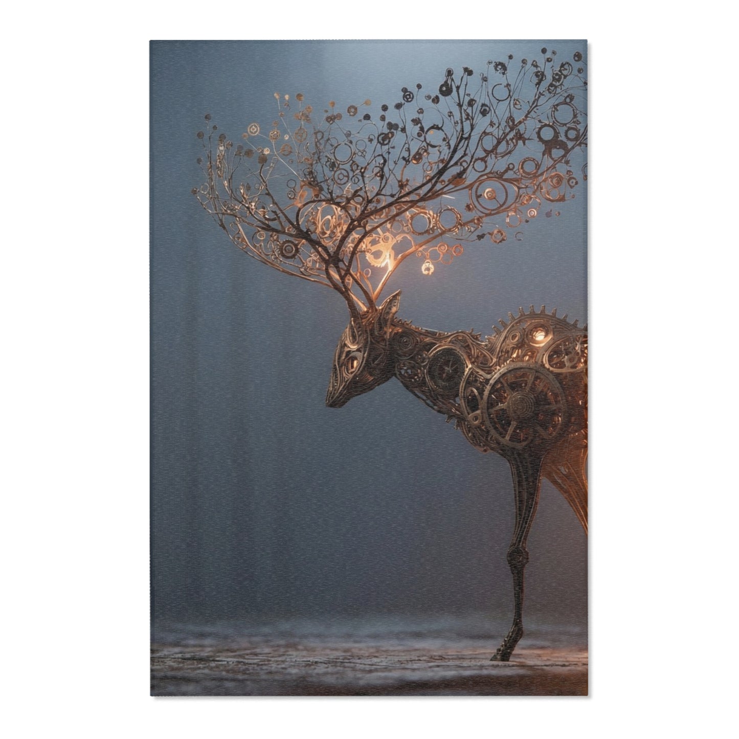 Clockwork Stag Area Rug – Luminescent Forest Sentinel
