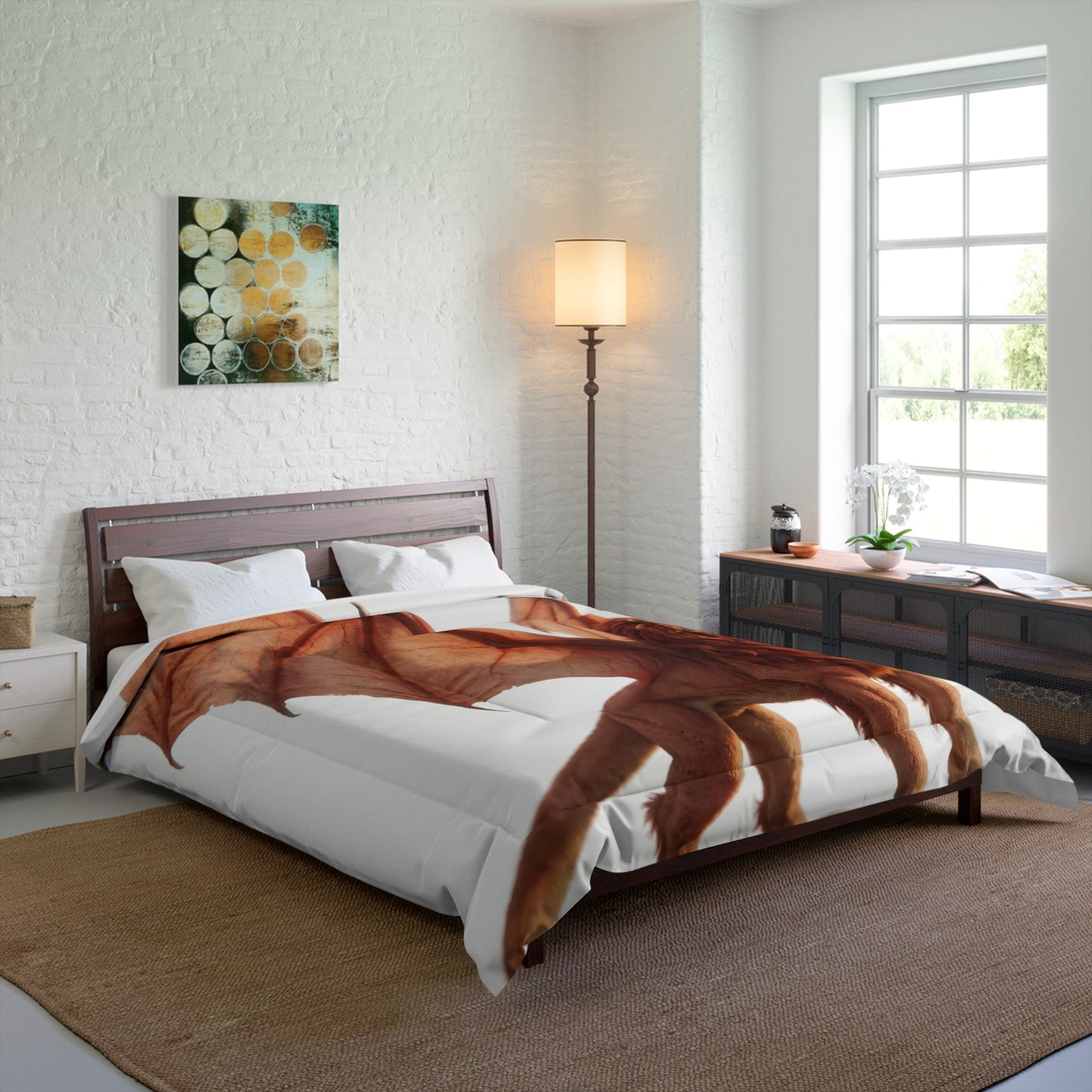 Winged Lion Comforter – Sunset Majesty on a Rocky Peak