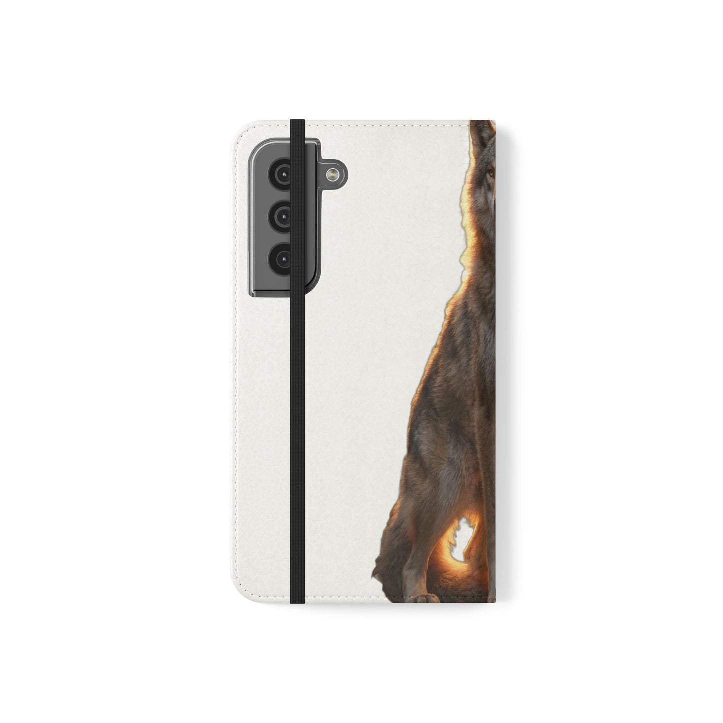Sunlit Wolf Flip Cases – Golden Hour Sentinel Portrait