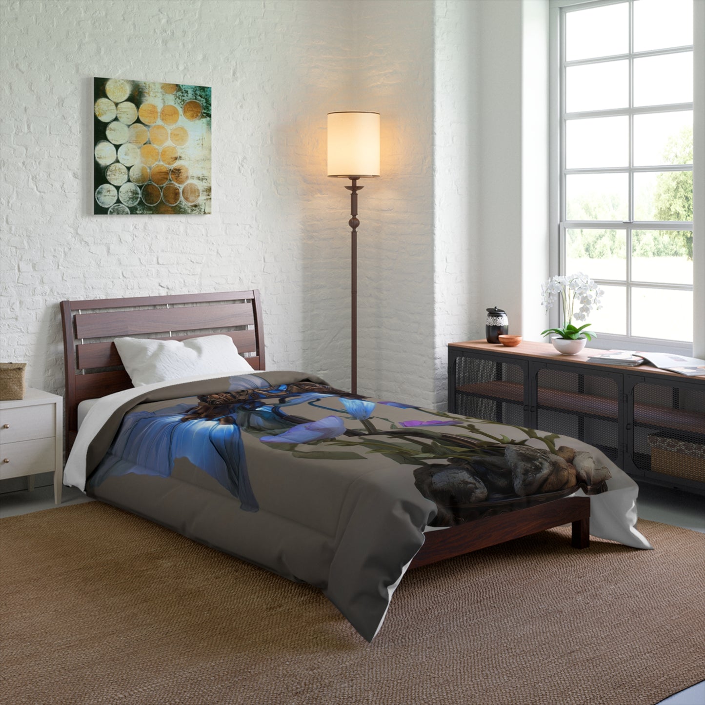 Steampunk Goldfish Comforter – Luminescent Mechanical Dreamscape