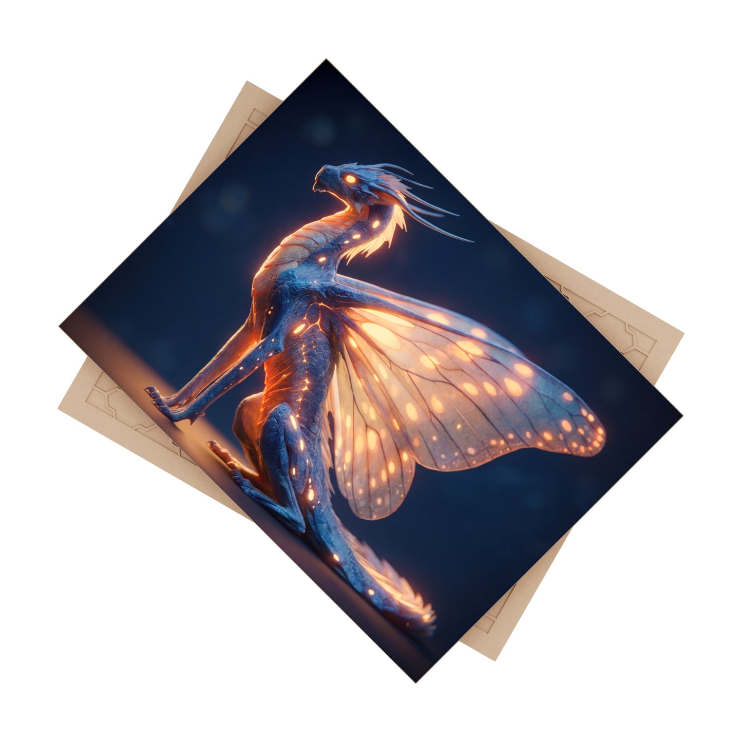 Luminescent Dragonfly Dragon Ceramic Photo Tile – Night Bloom Guardian