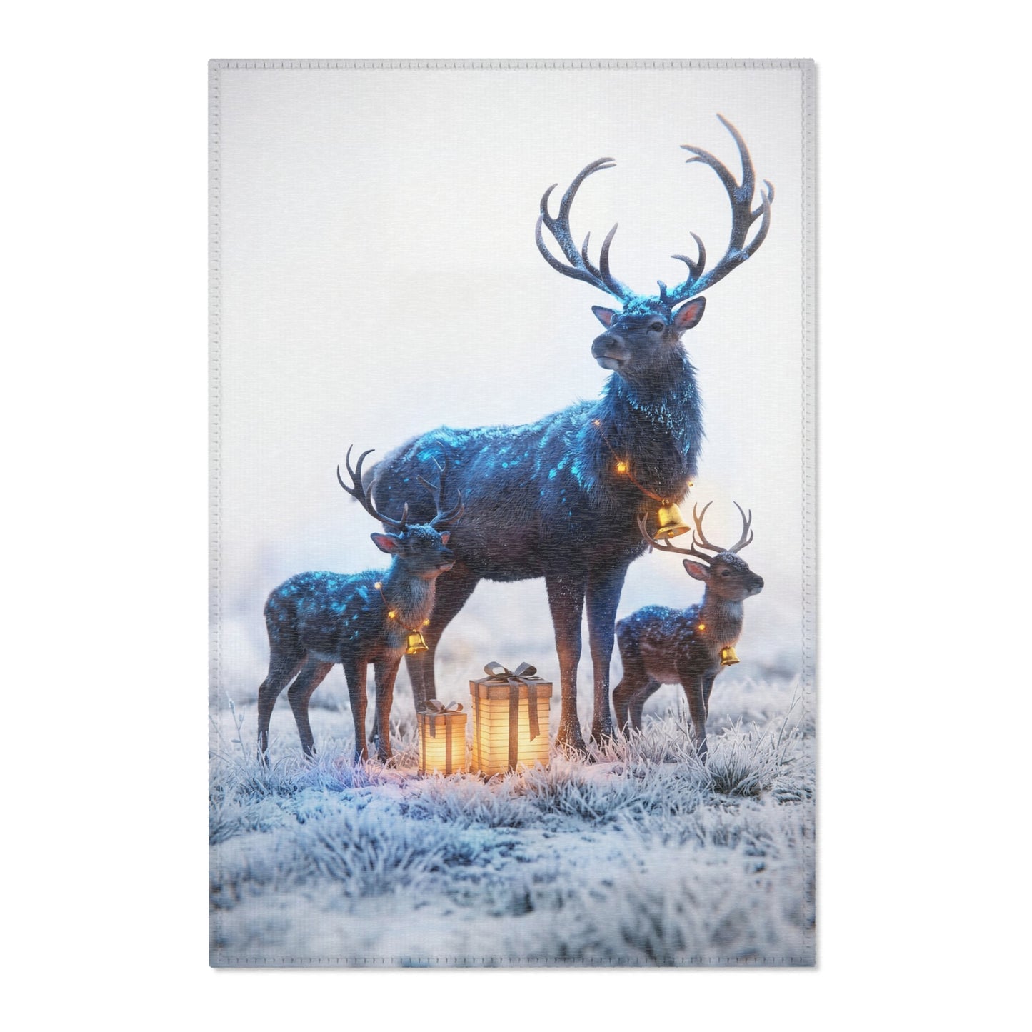 Frostbound Deer Family Area Rug – Whispering Winter Giftscape