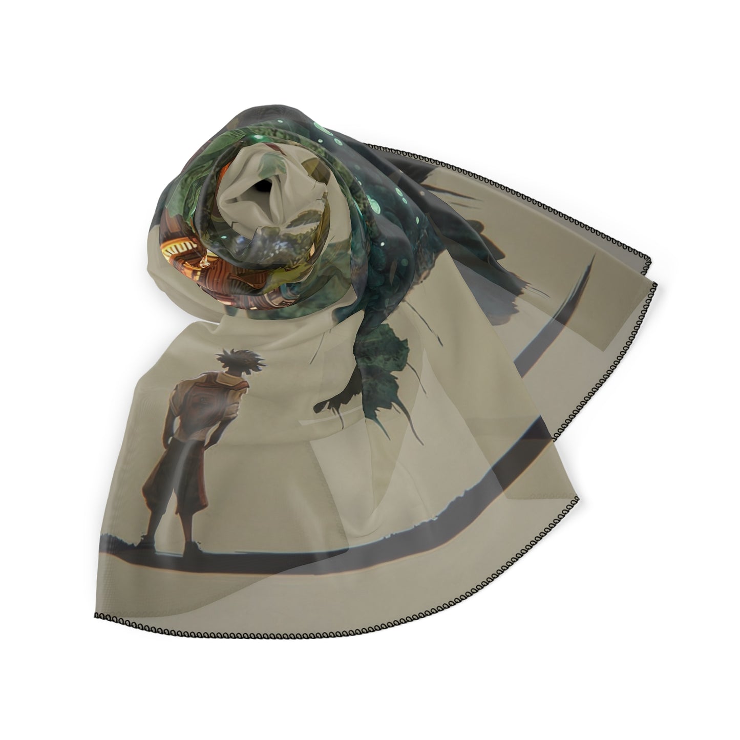 Giant Bioluminescent Fish Poly Scarf – Floating Village Dreamscape