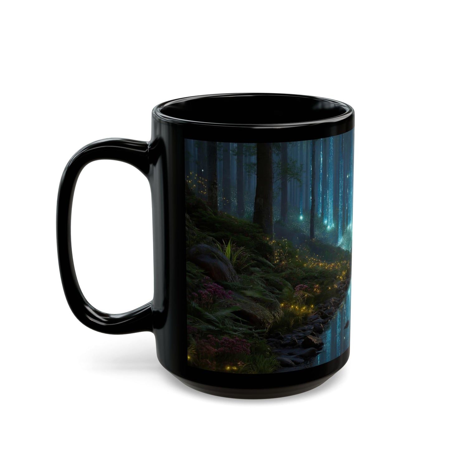 Celestial Forest Stream Mug – Azure Lightfall Dreamscape