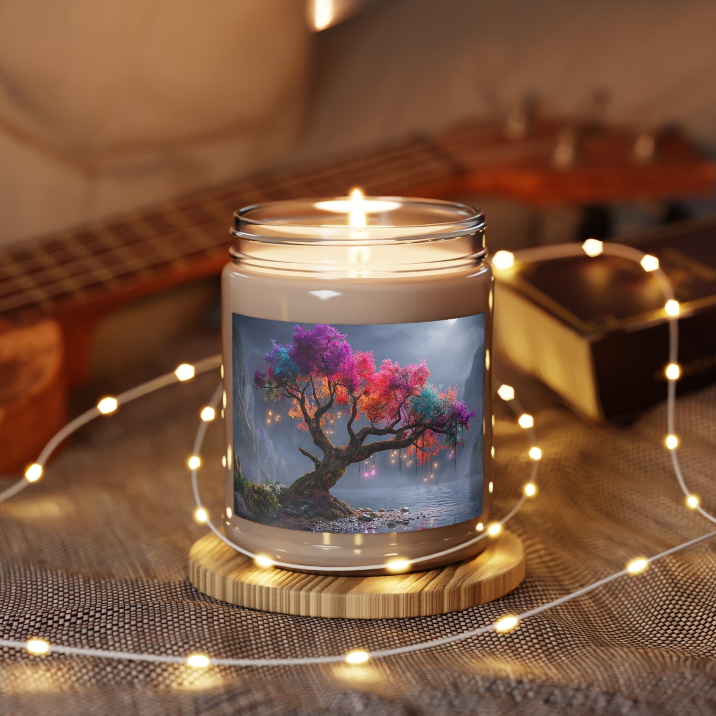 Chromatic Dream Tree Scented Soy Candles with White Lid, 9oz – Moonlit Spectrum Serenity