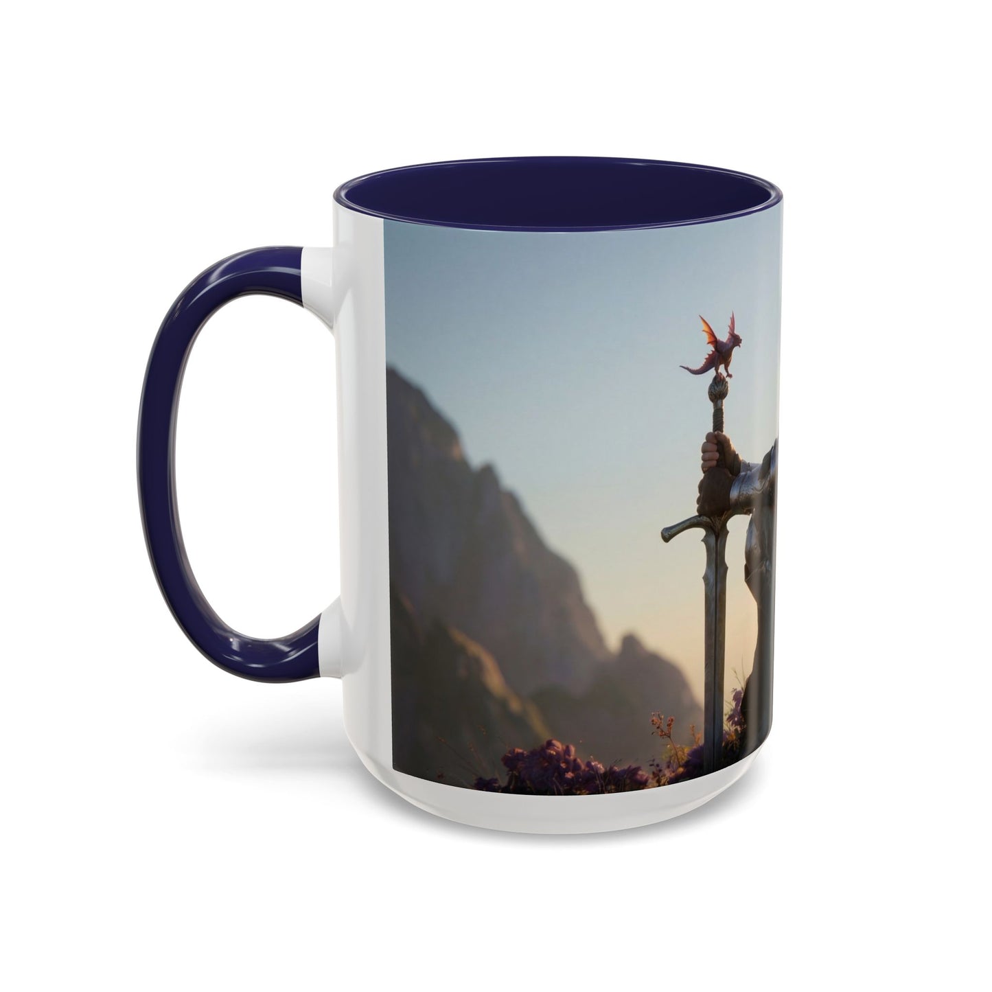 Dragon Rider at Dawn Accent Coffee Mug (11, 15oz) – Sunset Sentinel and Whispering Scale