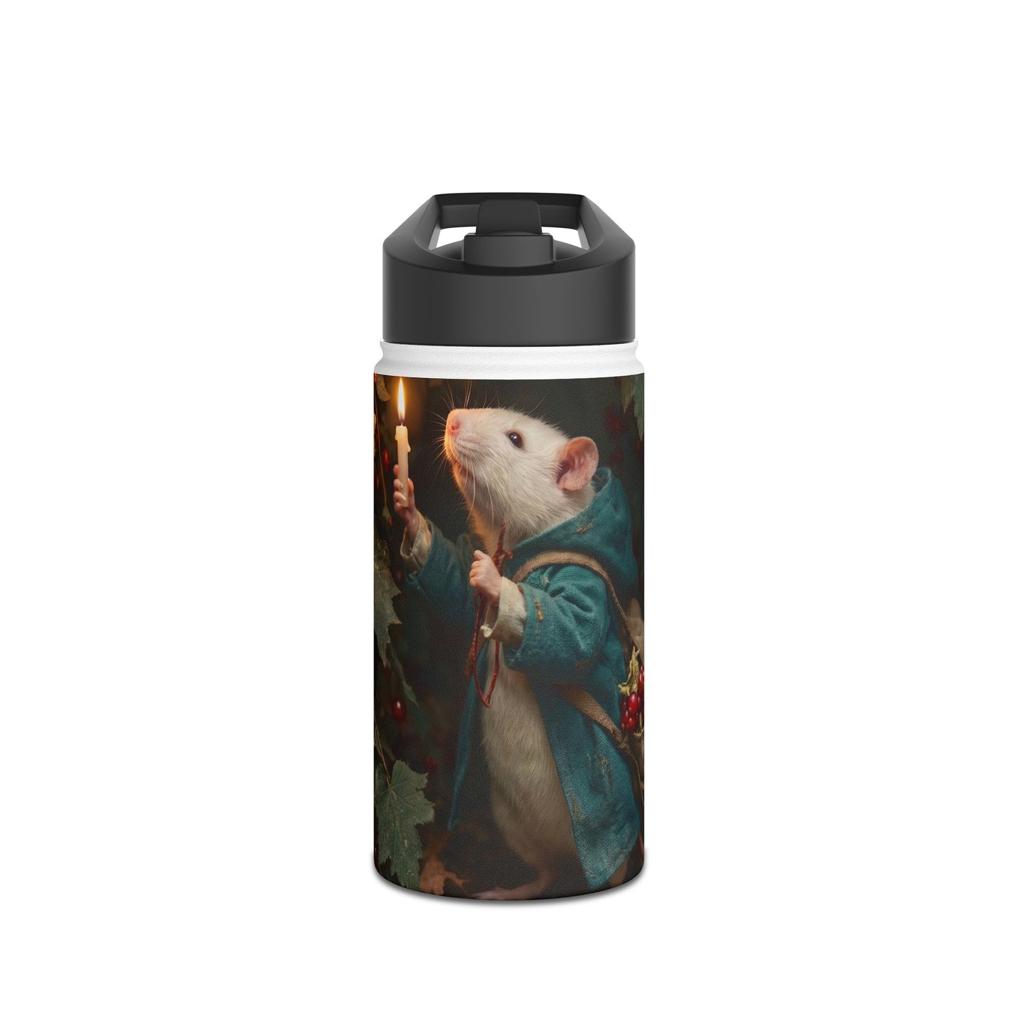 Candlelit Forager Mouse Stainless Steel Water Bottle, Standard Lid – Autumn’s Secret Harvest