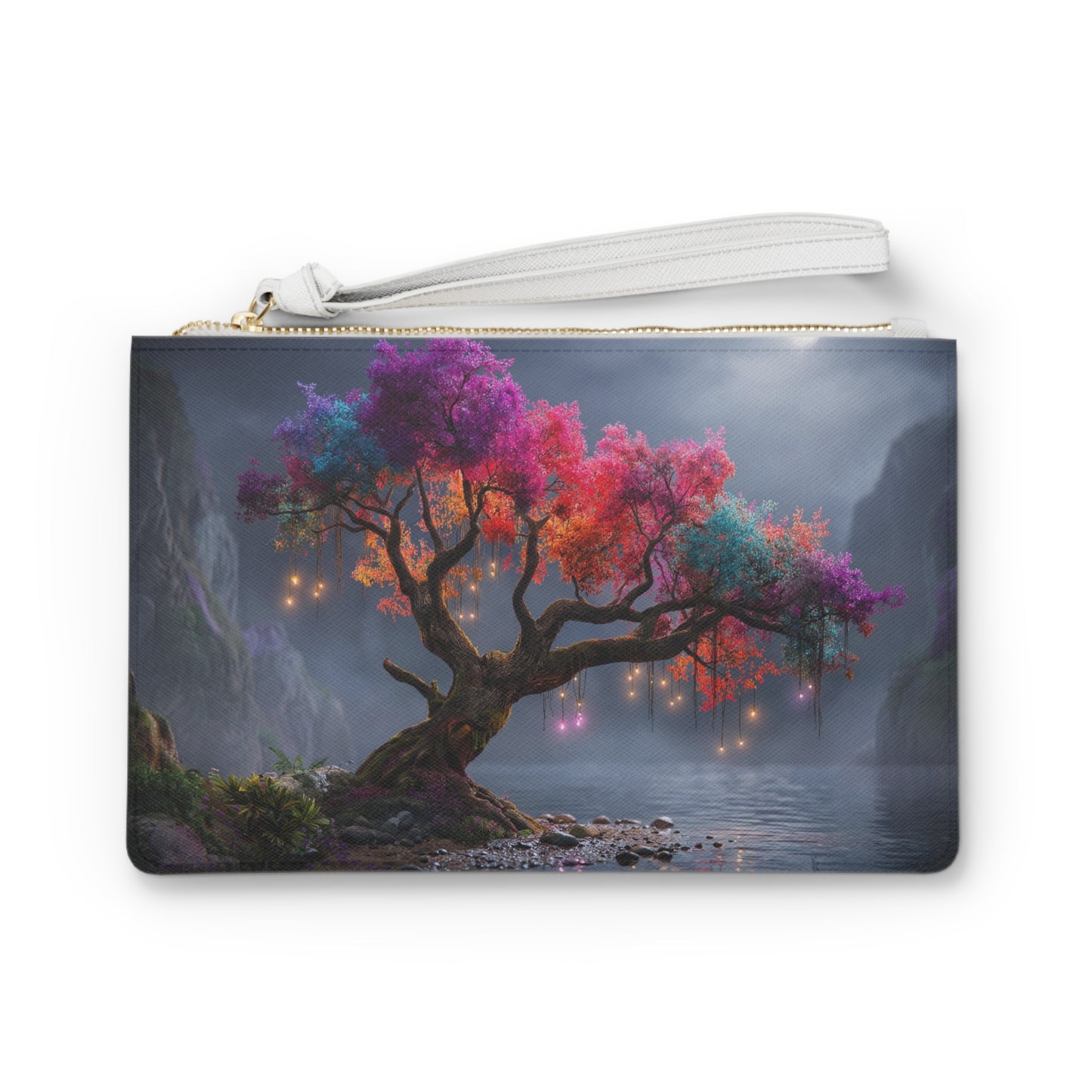 Chromatic Dream Tree Clutch Bag – Twilight Bloom Sanctuary