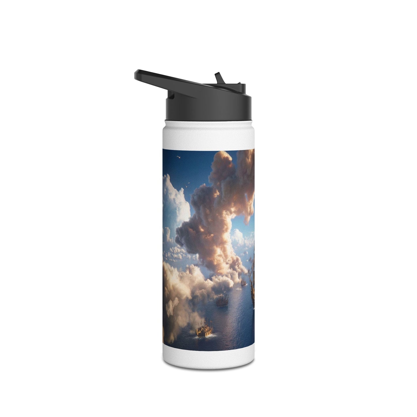 Celestial Fleet Stainless Steel Water Bottle, Standard Lid – Dawn’s Archway at Sea