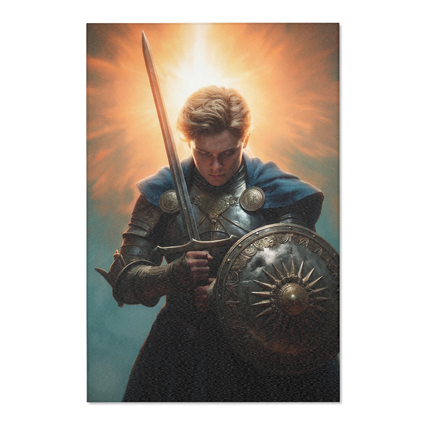 Dawn-Kissed Sentinel Area Rug – Armor of the Sunlit Quest