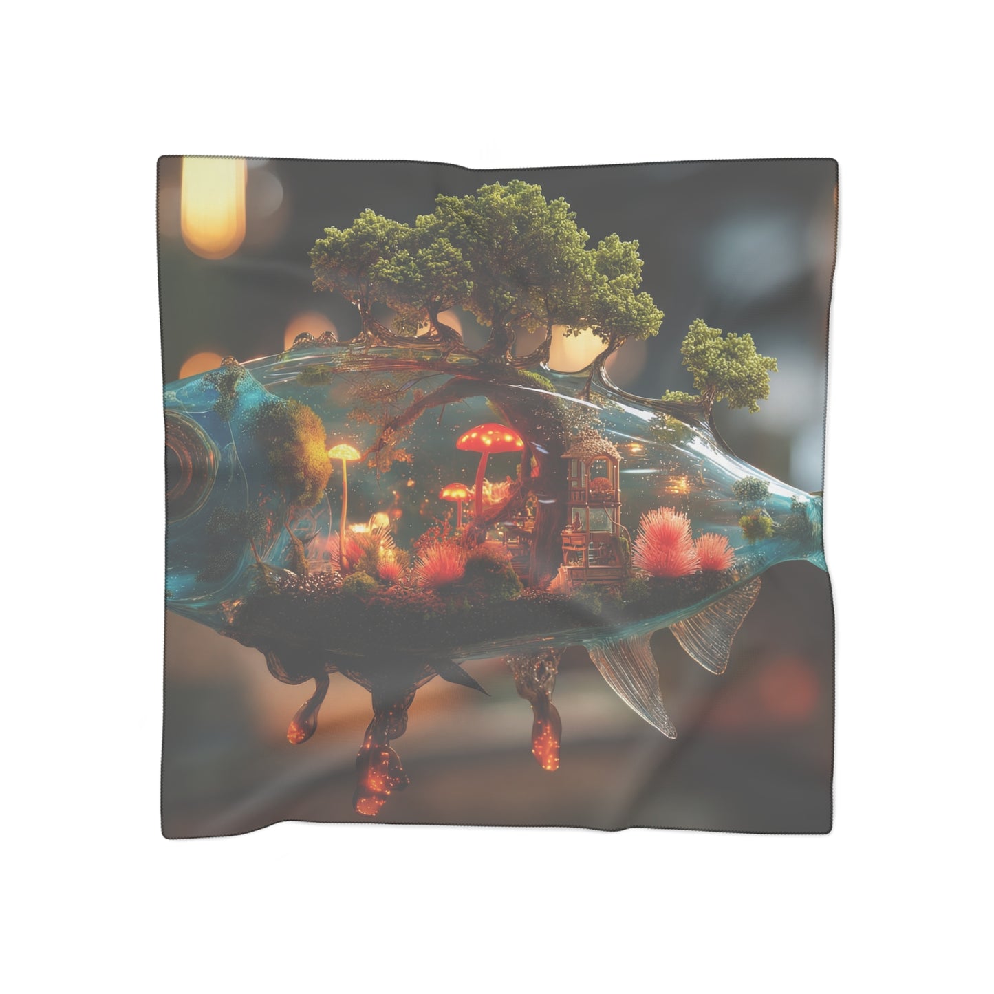 Forest Within Fish Poly Scarf – Liquid Twilight Sanctuary