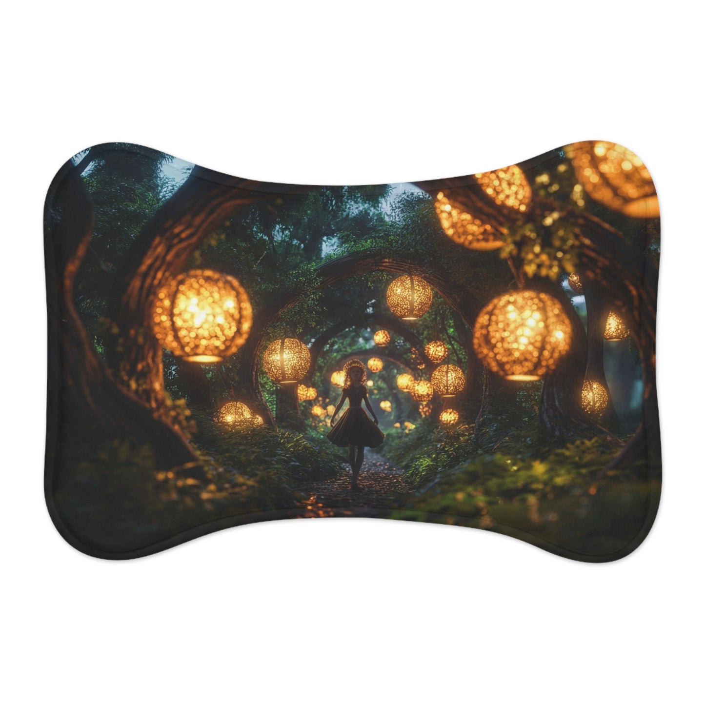 Luminous Forest Path Pet Feeding Mats – Warm Lantern Walkway