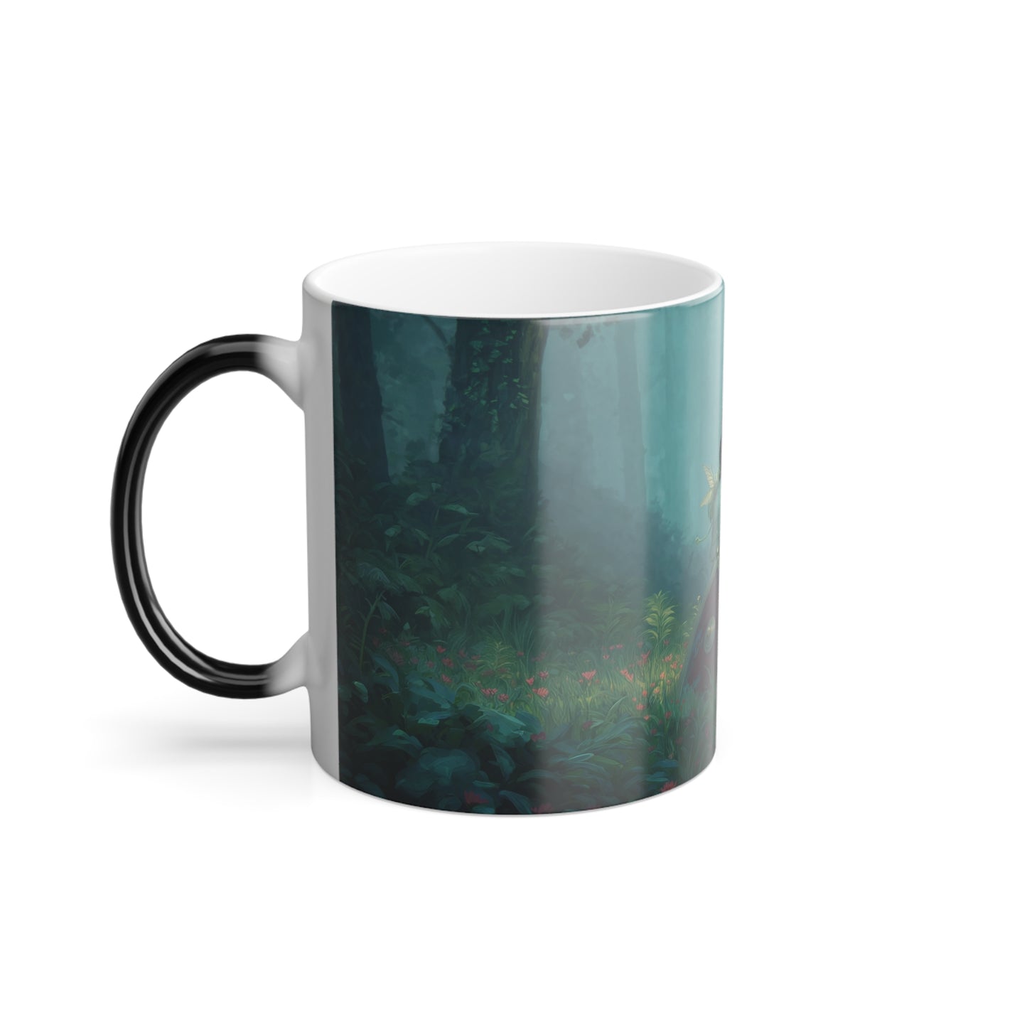 Sentinel Elf Forest Guardian Mug – Emerald Shield & Blossom Meadow